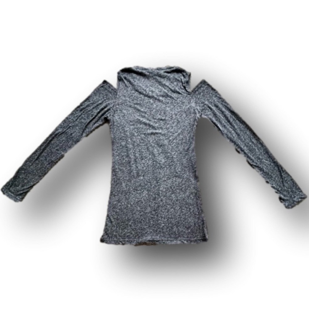 Elan Cold Shoulder Fitted Long Sleeve Sheer Tee - Picture 2 of 10